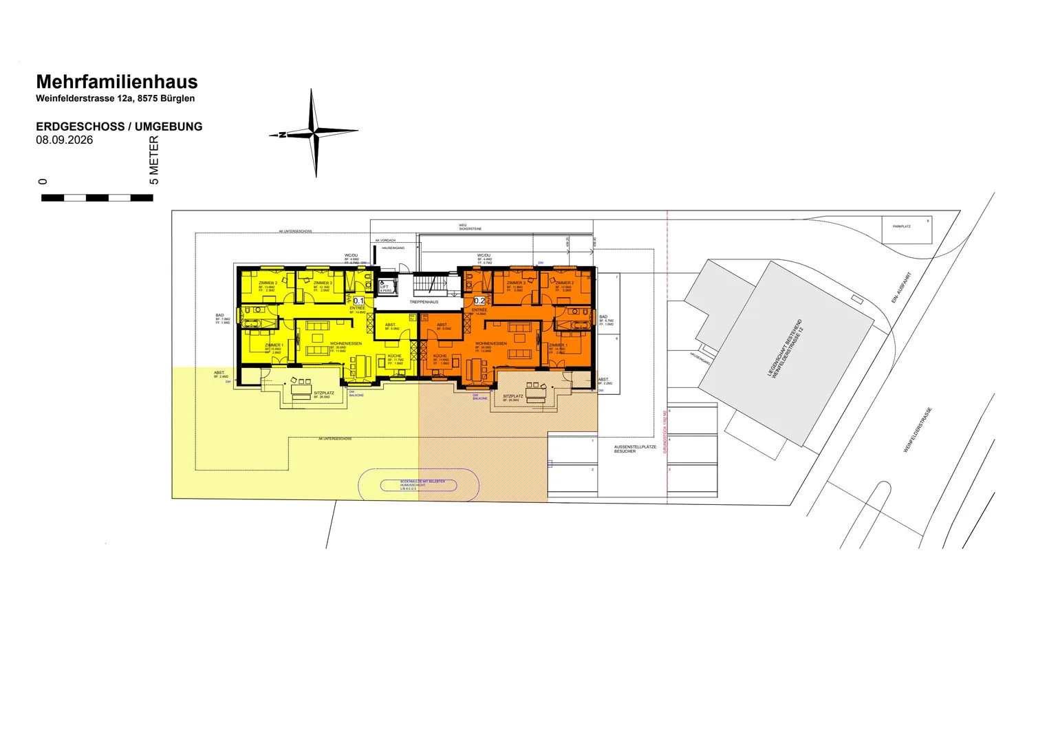 Grundriss Erdgeschoss gelb