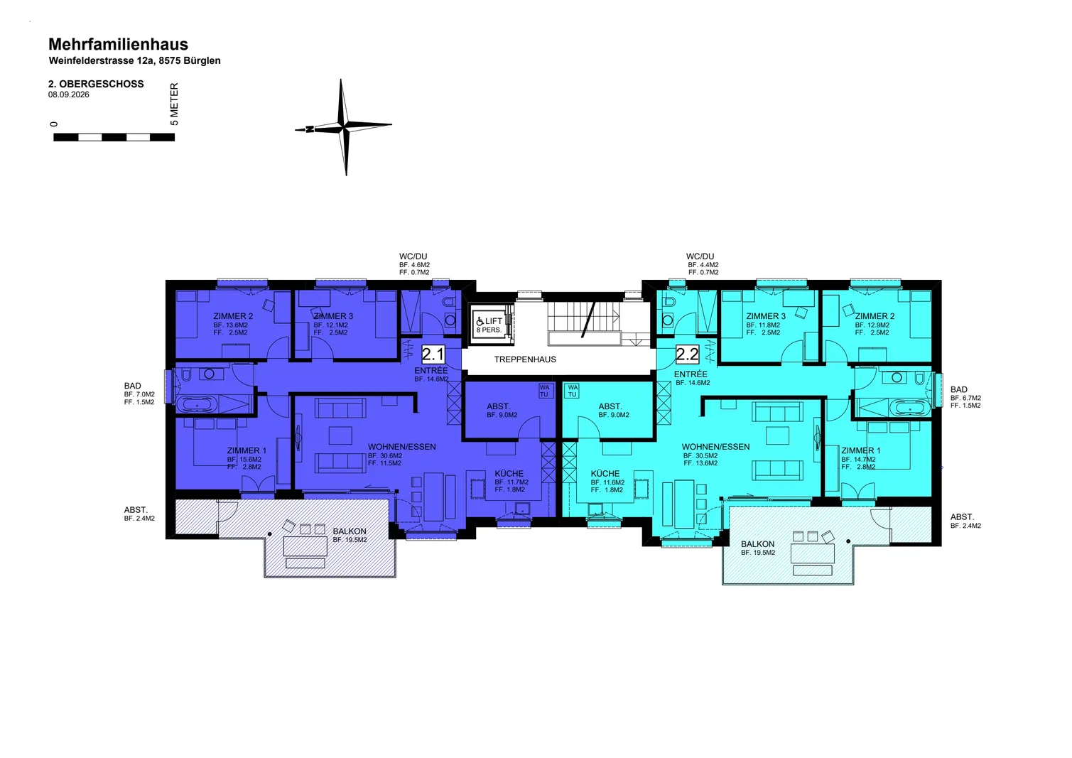 Grundriss 2. OG hellblau