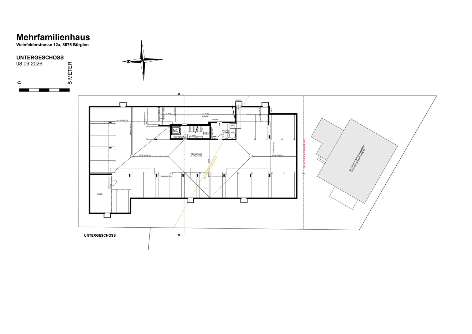 Grundriss Untergeschoss/Tiefgarage