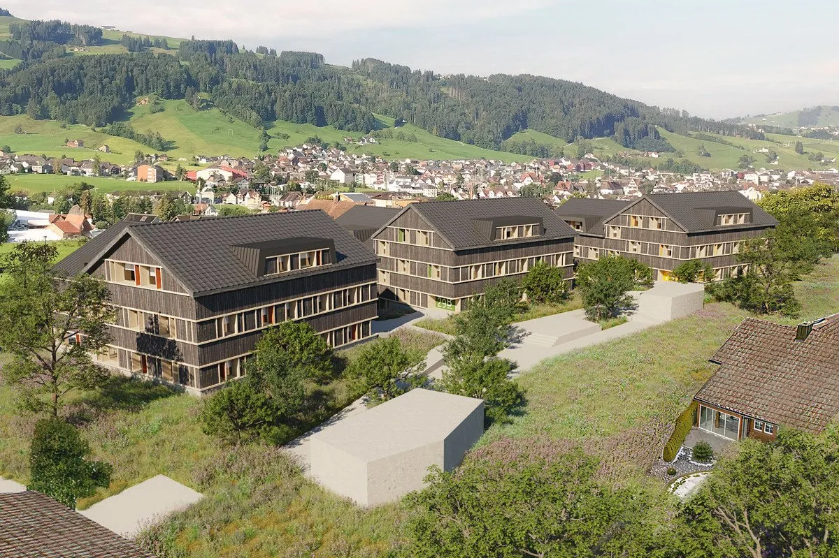 Die Häuser über dem Dorf Appenzell